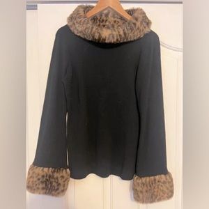 INC Fur Trimmed Sweater